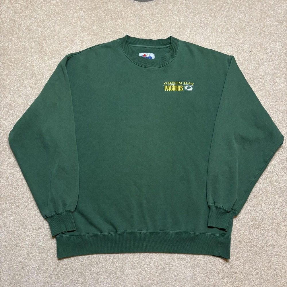 Vtg Green Bay Packers Sweatshirt XL Green NFL Football Majestic Crewneck 90s